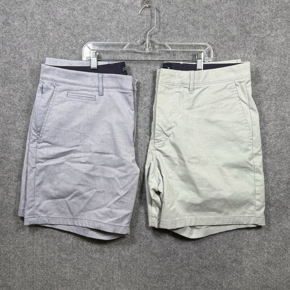 Lot of 2 J.Crew Mens Chino Shorts W36 Blue Green Flat Front Casual